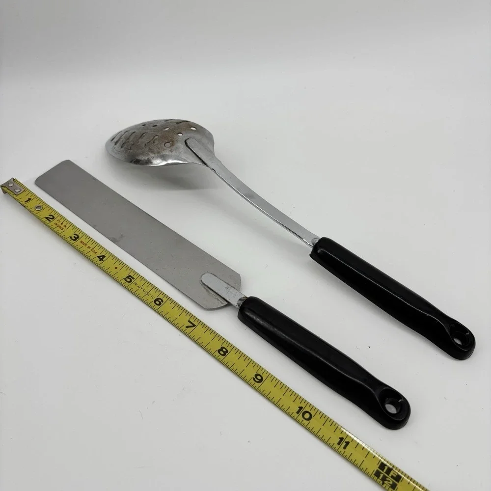 Vintage Ecko Blue Flower Dutch Tulip Stainless Cooking‎ Slotted And Cake Knife